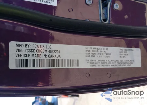 2021 Dodge Charger Gt Rwd from USA, damaged, VIN 2C3CDXHG0MH652201